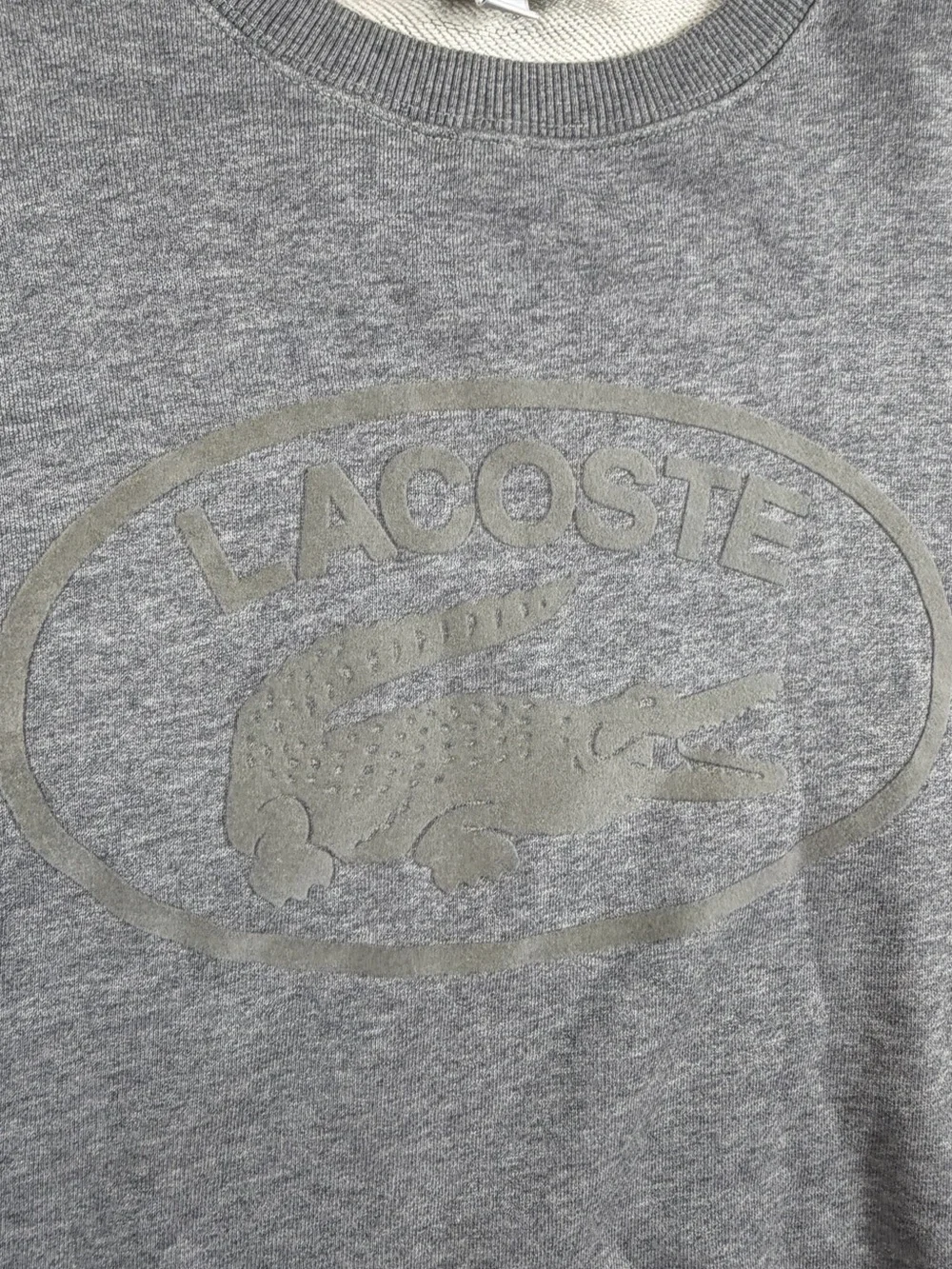 Lacoste FR 4 US Medium Men's Light Grey Crewneck Sweatshirt with Embossed Logo